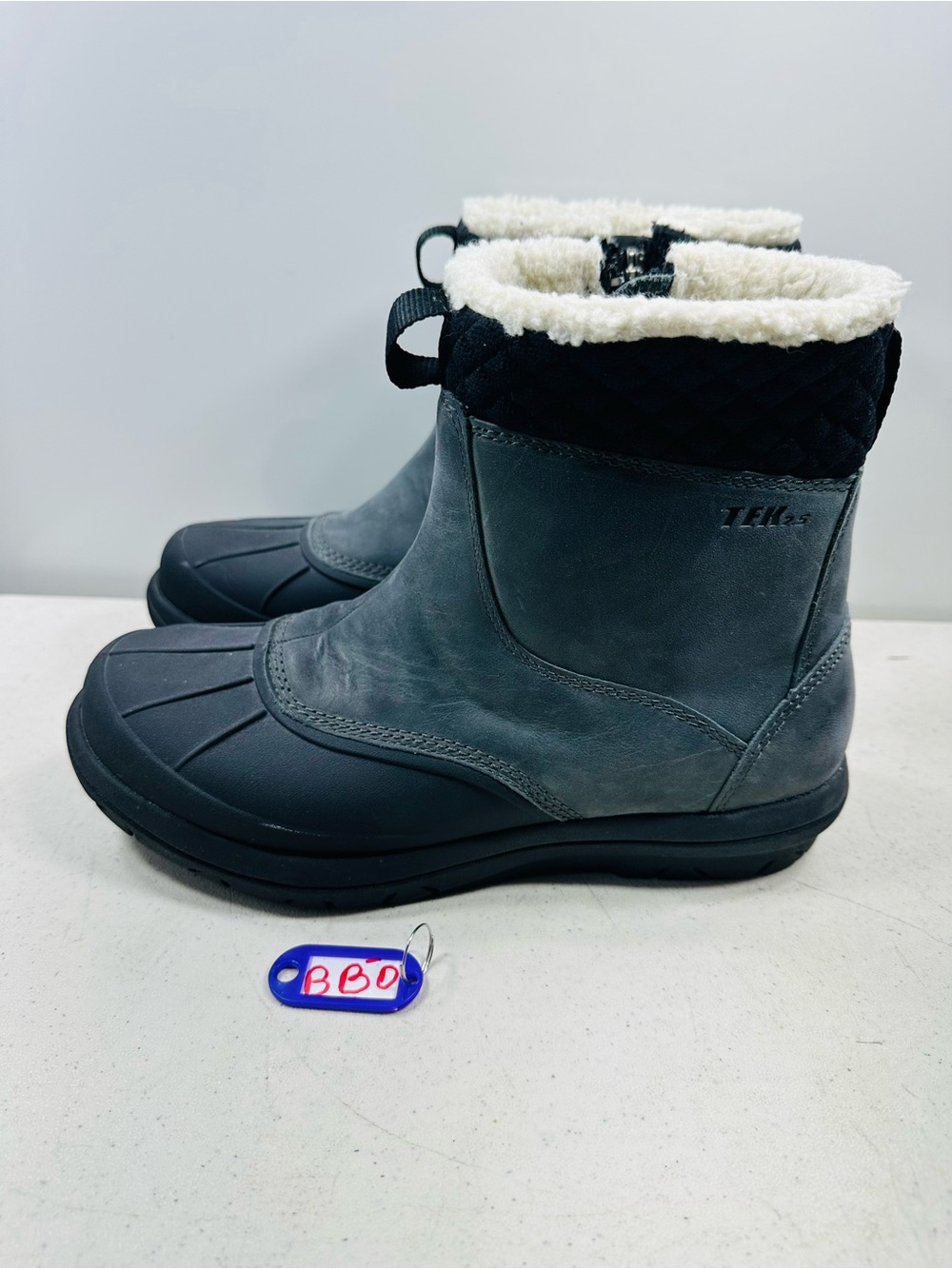 TEK L.L Bean  Winter Ankle Boots in Gray with Sherpa Collar